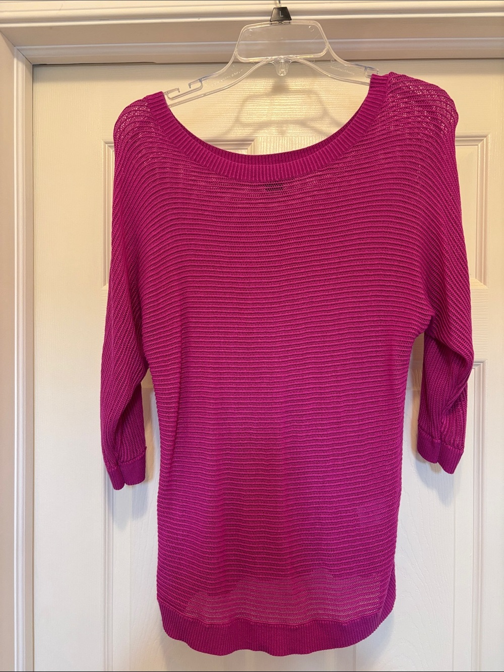 attention Bright Fuchsia Ribbed Scoop Neck Sweater